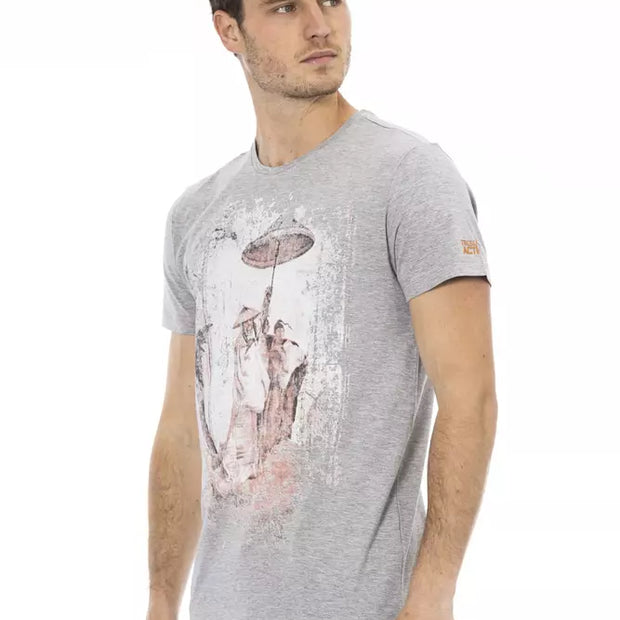 Gray Cotton Men T-Shirt