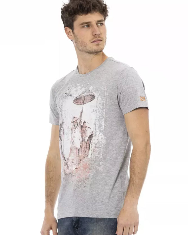 Gray Cotton Men T-Shirt