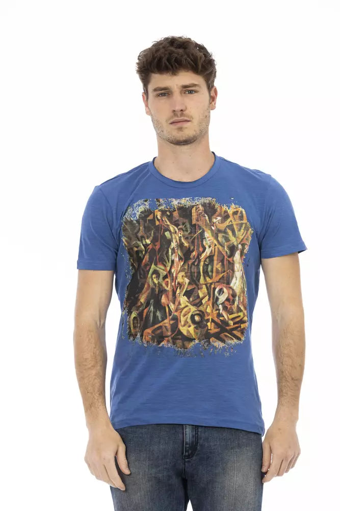 Blue Cotton Men T-Shirt