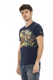 Blue Cotton Men T-Shirt