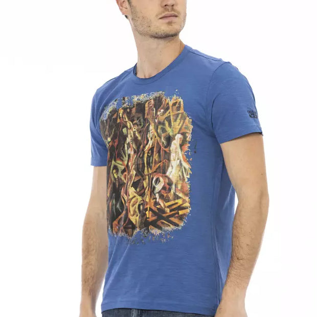 Blue Cotton Men T-Shirt