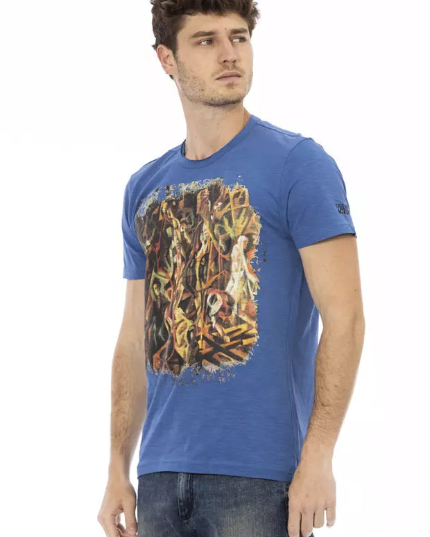 Blue Cotton Men T-Shirt