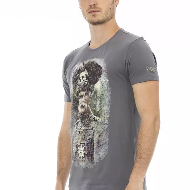 Gray Cotton Men T-Shirt