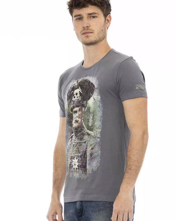 Gray Cotton Men T-Shirt