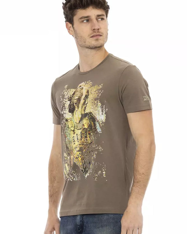 Brown Cotton Men T-Shirt
