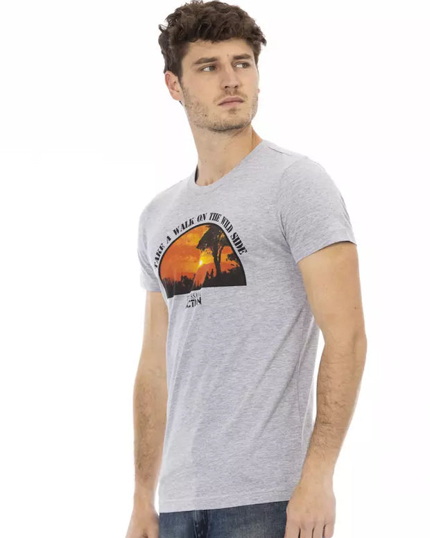 Gray Cotton Men T-Shirt