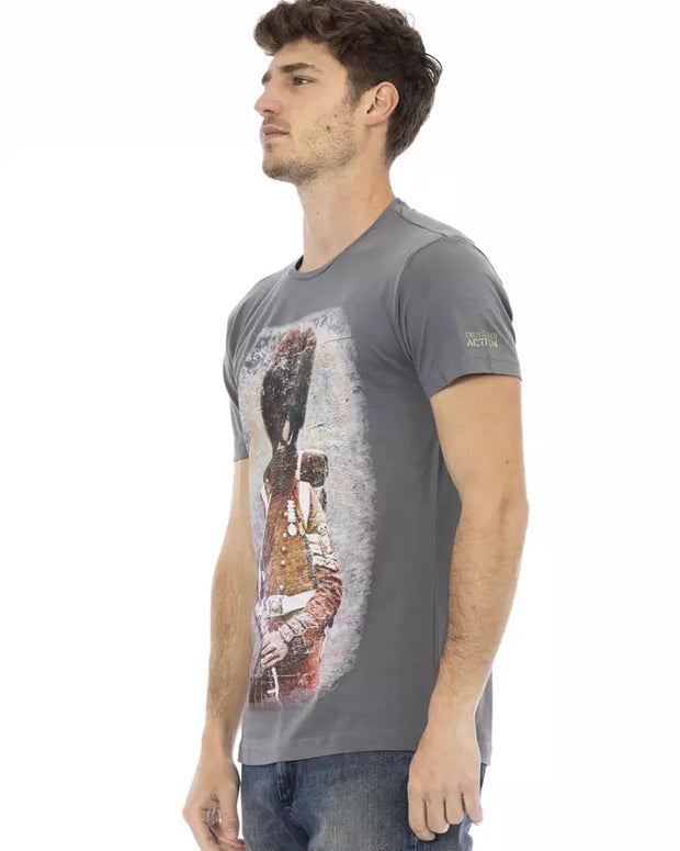 Gray Cotton Men T-Shirt