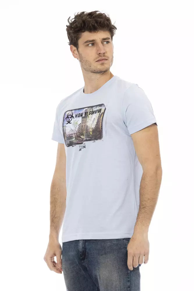 Light Blue Cotton Men T-Shirt