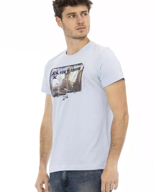 Light Blue Cotton Men T-Shirt
