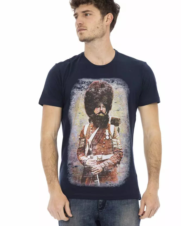 Blue Cotton Men T-Shirt