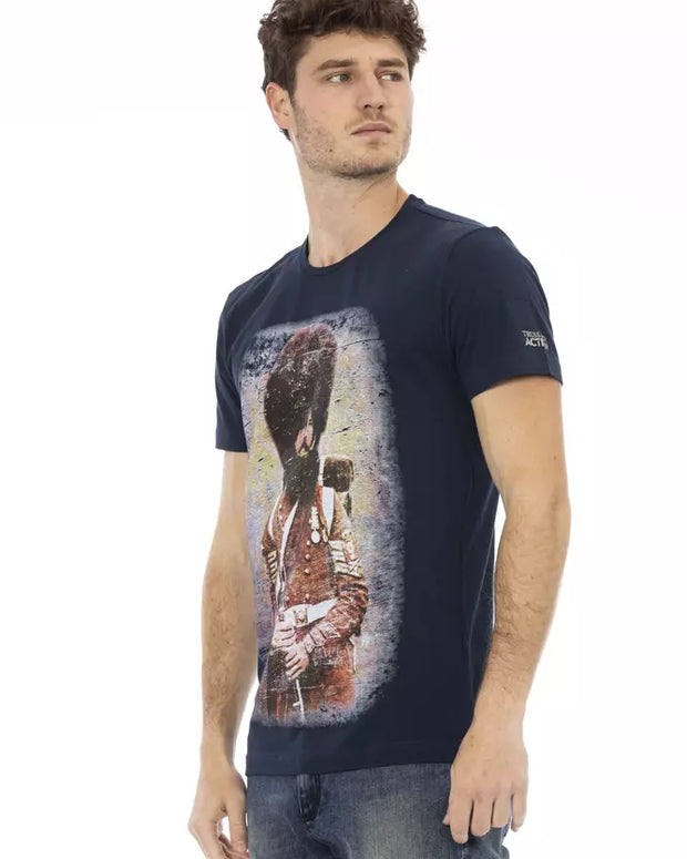 Blue Cotton Men T-Shirt