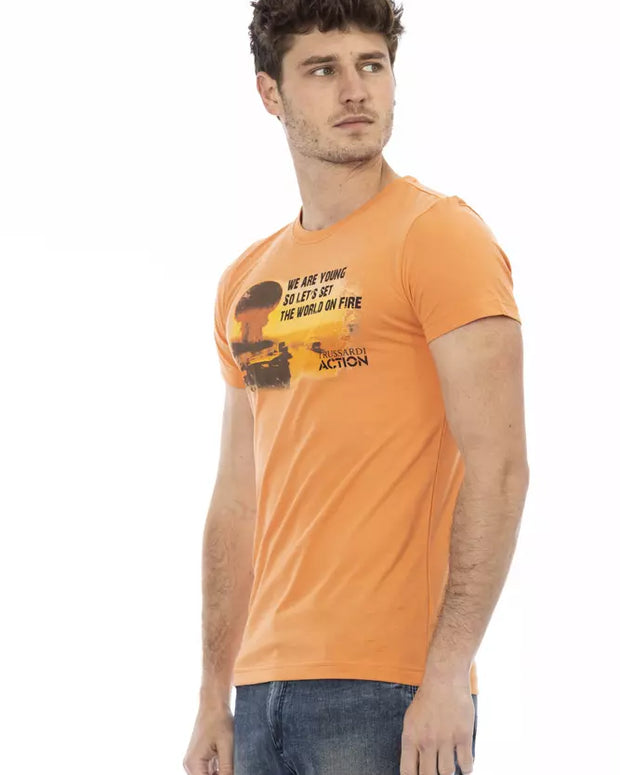 Orange Cotton Men T-Shirt