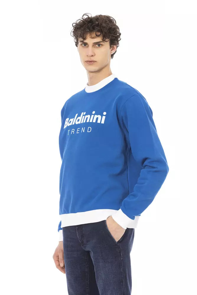 Blue Cotton Men Sweater