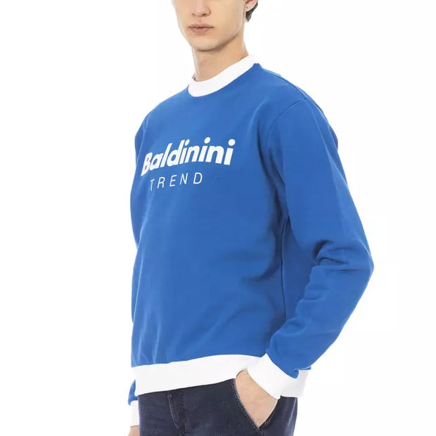 Blue Cotton Men Sweater