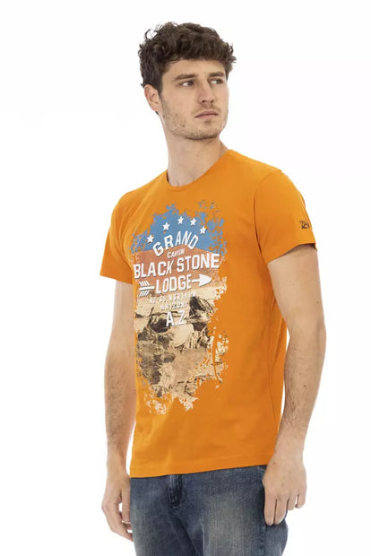 Orange Cotton Men T-Shirt