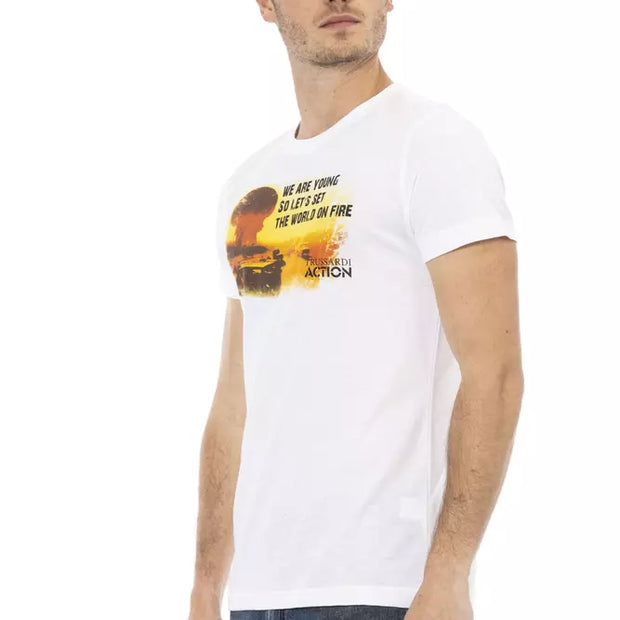 White Cotton Men T-Shirt