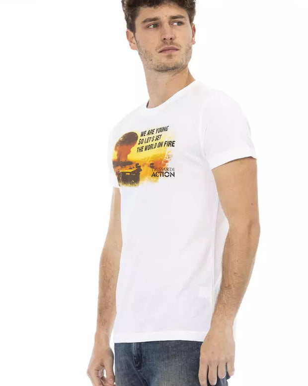 White Cotton Men T-Shirt