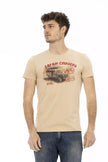 Beige Cotton Men T-Shirt