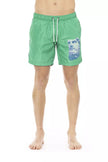 Green Polyester Men Swim Short