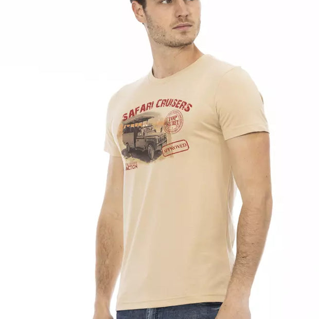 Beige Cotton Men T-Shirt