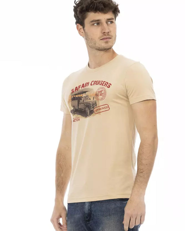 Beige Cotton Men T-Shirt