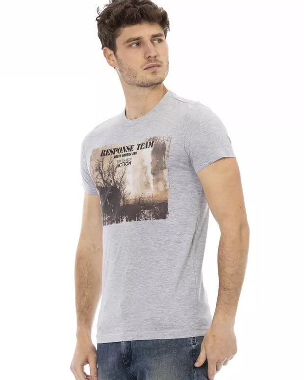 Gray Cotton Men T-Shirt