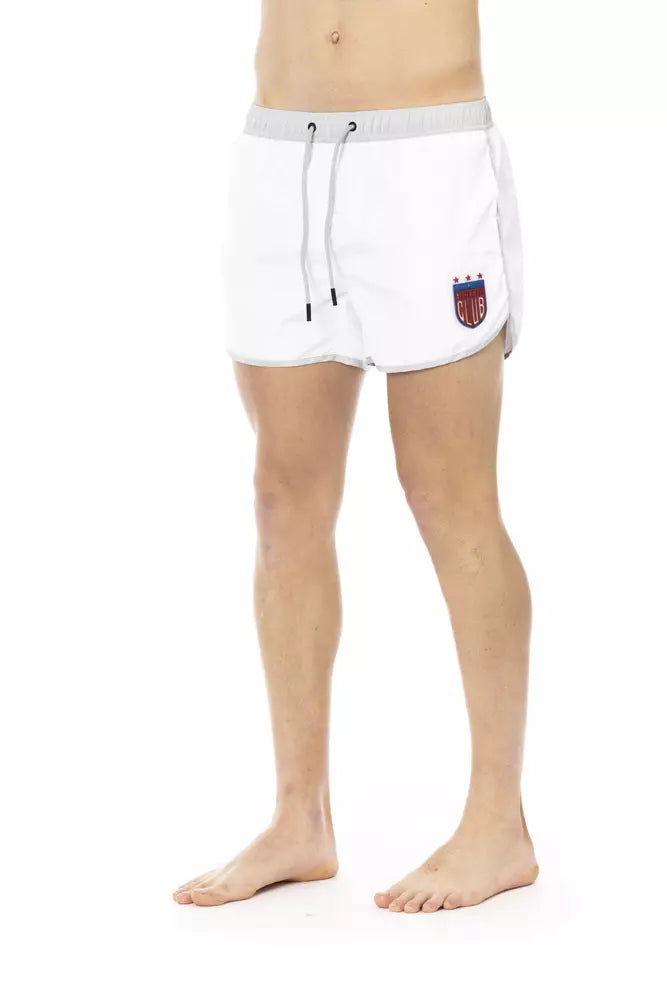 White Polyester Men's Swim Short