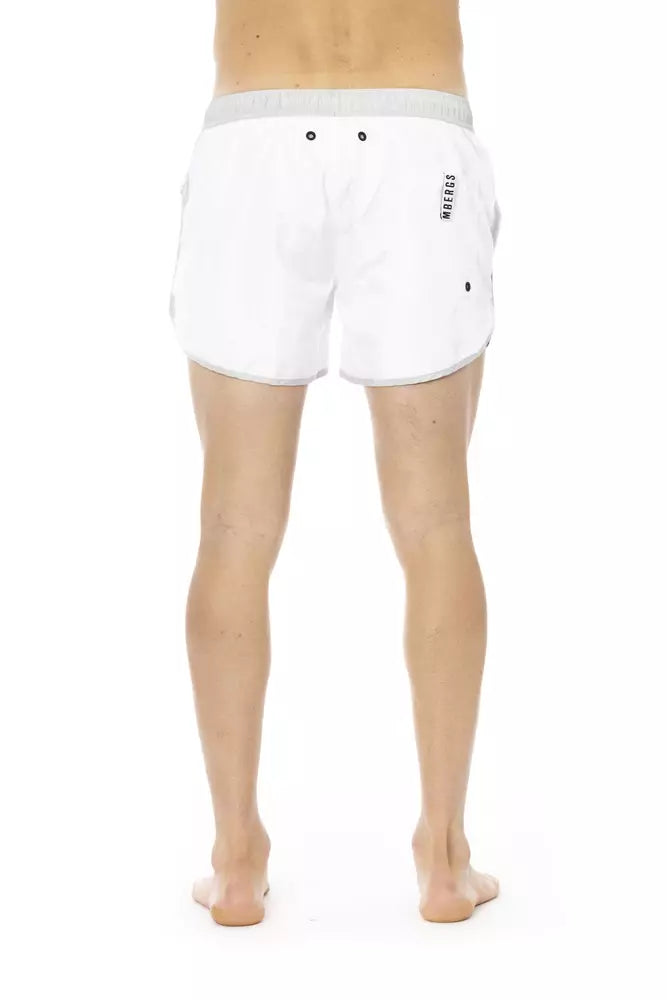 White Polyester Men's Swim Short