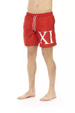 Red Polyester Men Swim Short