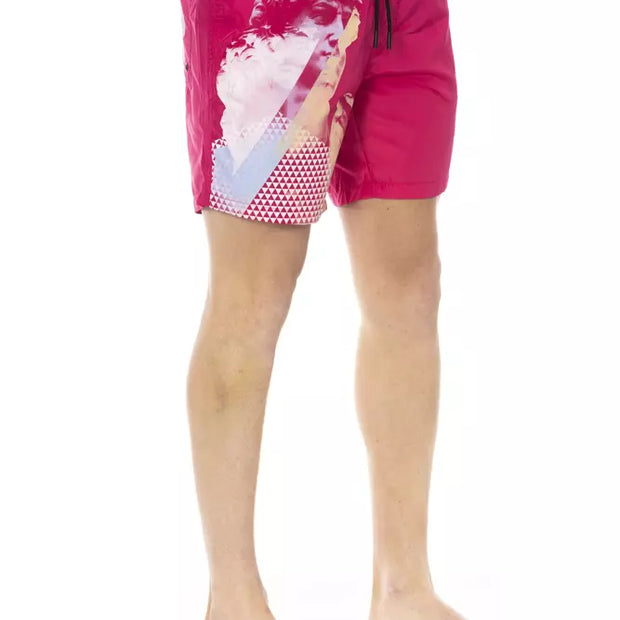 Fuchsia Polyester Men Swim Short