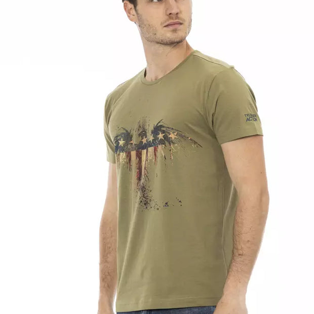 Green Cotton Men T-Shirt