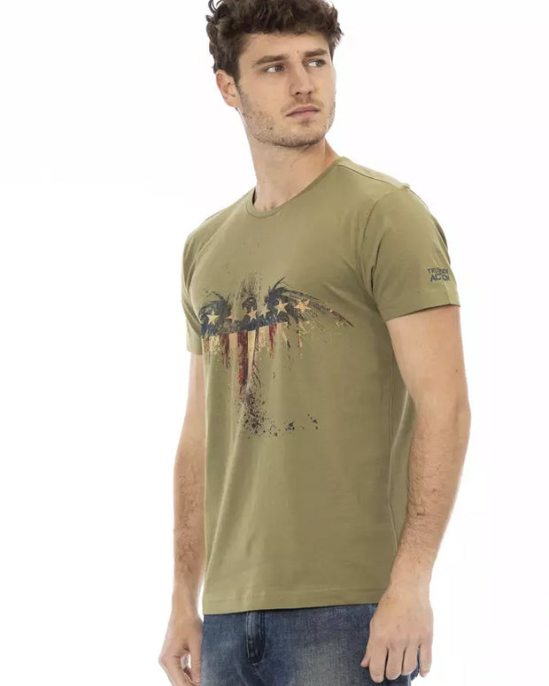 Green Cotton Men T-Shirt