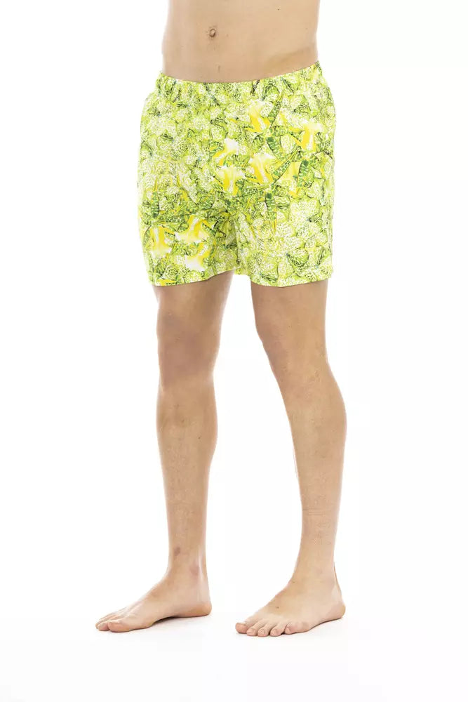 Green Polyester Men Swimwear Short