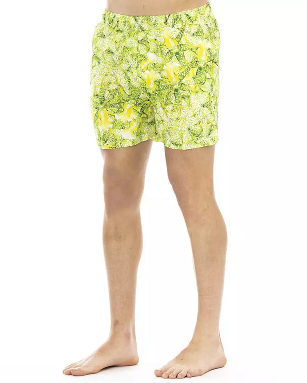 Green Polyester Men Swimwear Short