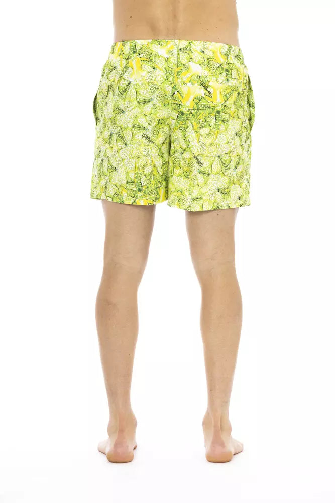 Green Polyester Men Swimwear Short