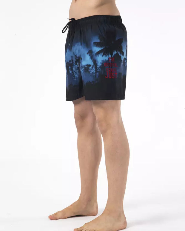 Black Polyester Men Swimwear