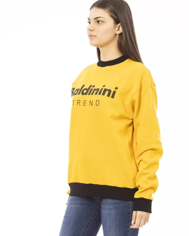 Yellow Cotton Women Hoodie
