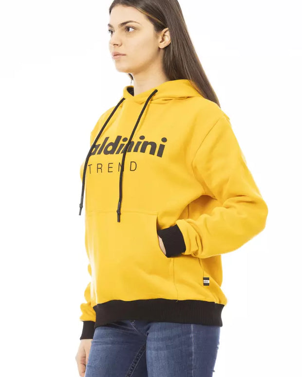 Yellow Cotton Women Hoodie