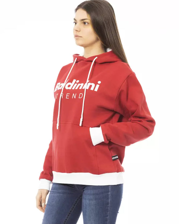 Red Cotton Women Hoodie