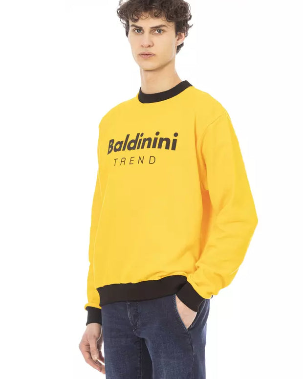 Yellow Cotton Men Sweater