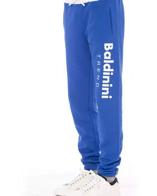 Blue Cotton Men Sport Pant
