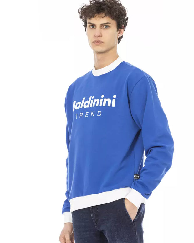 Blue Cotton Men Sweater