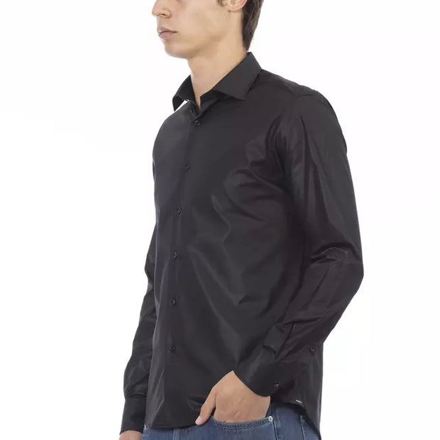 Black Polyester Men Shirt