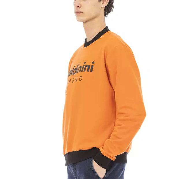 Orange Cotton Men Sweater