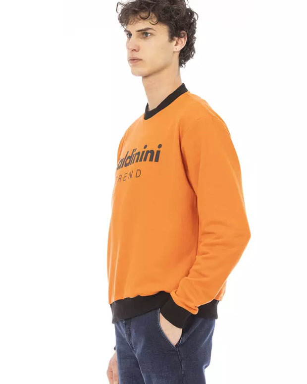 Orange Cotton Men Sweater