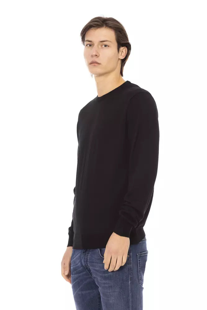 Black Fabric Men Sweater