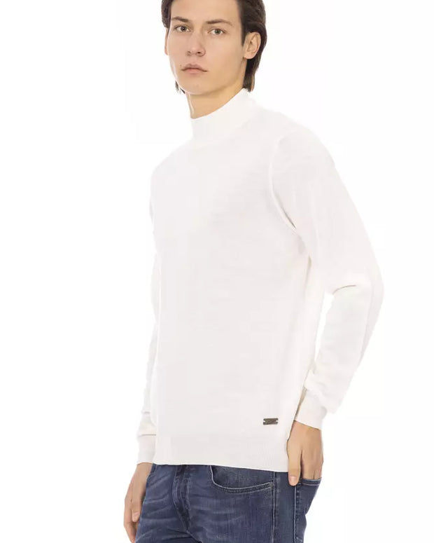 White Fabric Men Sweater