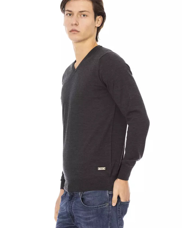 Gray Fabric Men Sweater