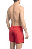 Red Polyester Men Swim Short