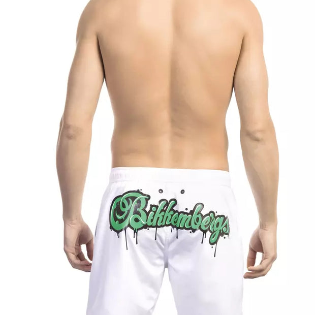 White Polyester Men Swim Short